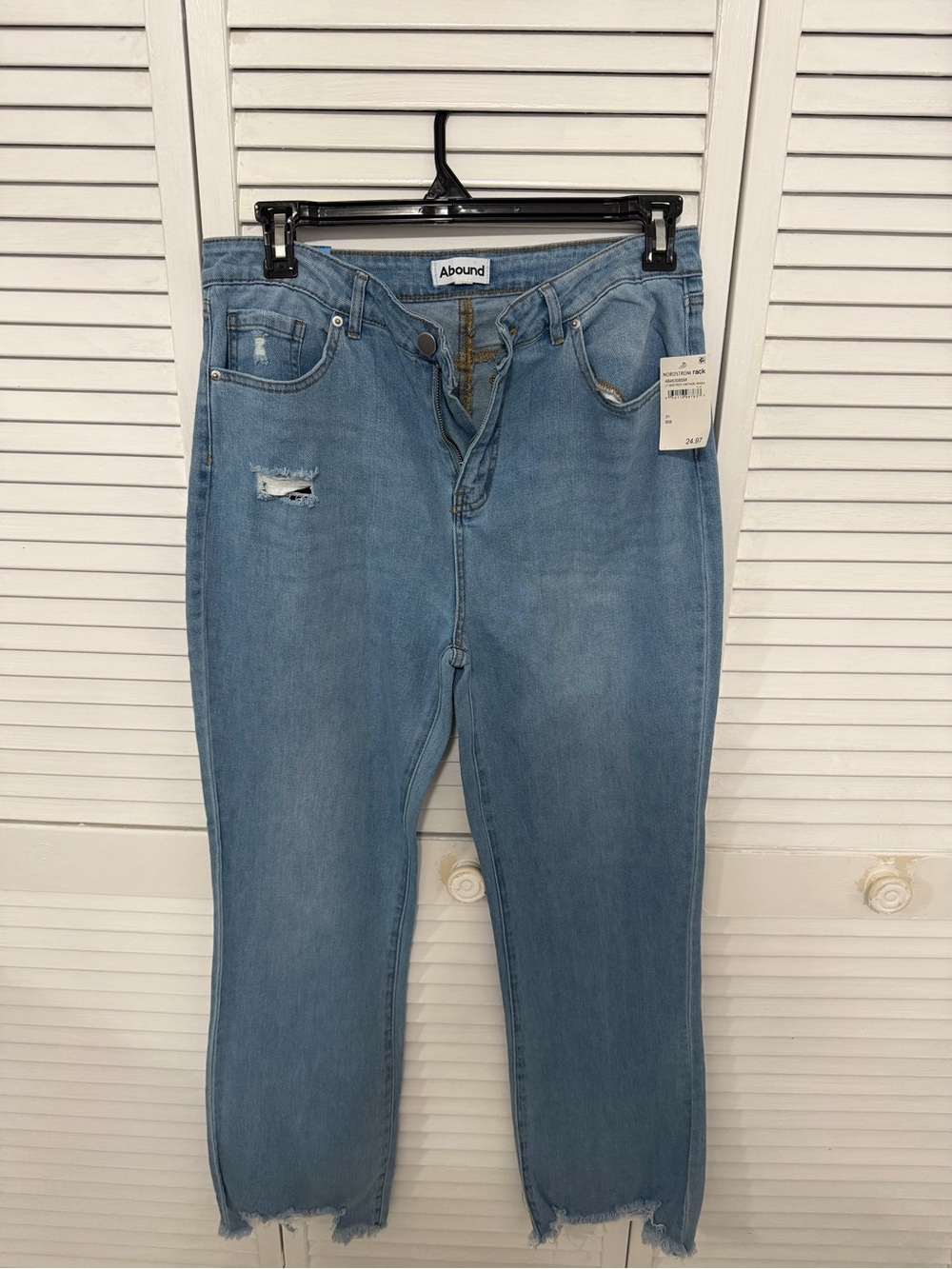 Abound Women's Light Blue Distressed High-Waist Slim Bootcut Jeans